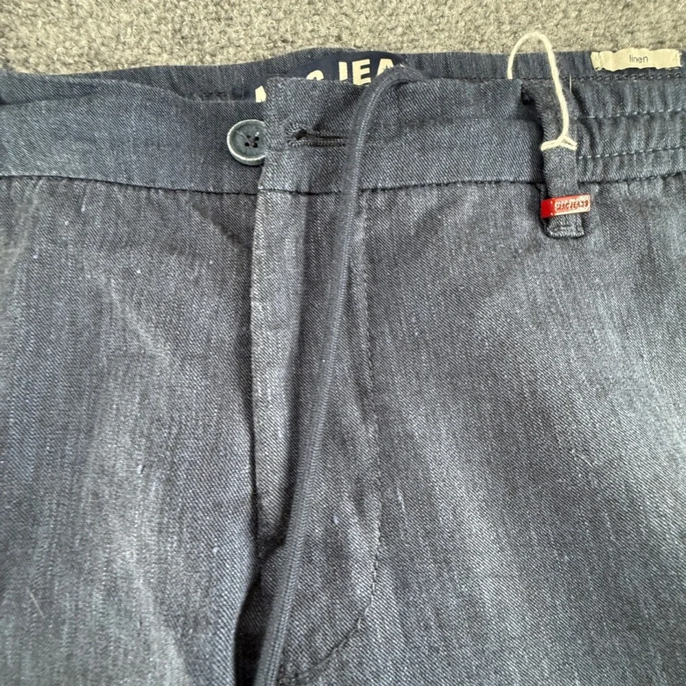 MAC Jeans Lennox Sport Mens 36/32 Blue Linen Blend Drawstring Trousers 6333